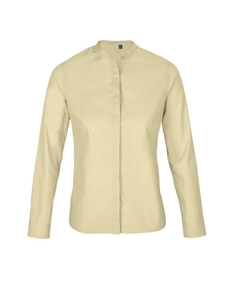 Camisa De Mujer Con Cuello Mandarin