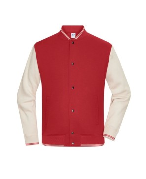 Chaqueta universitaria deportiva para promoción y estilo de vida.
