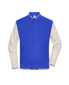 Chaqueta universitaria deportiva para promoción y estilo de vida.