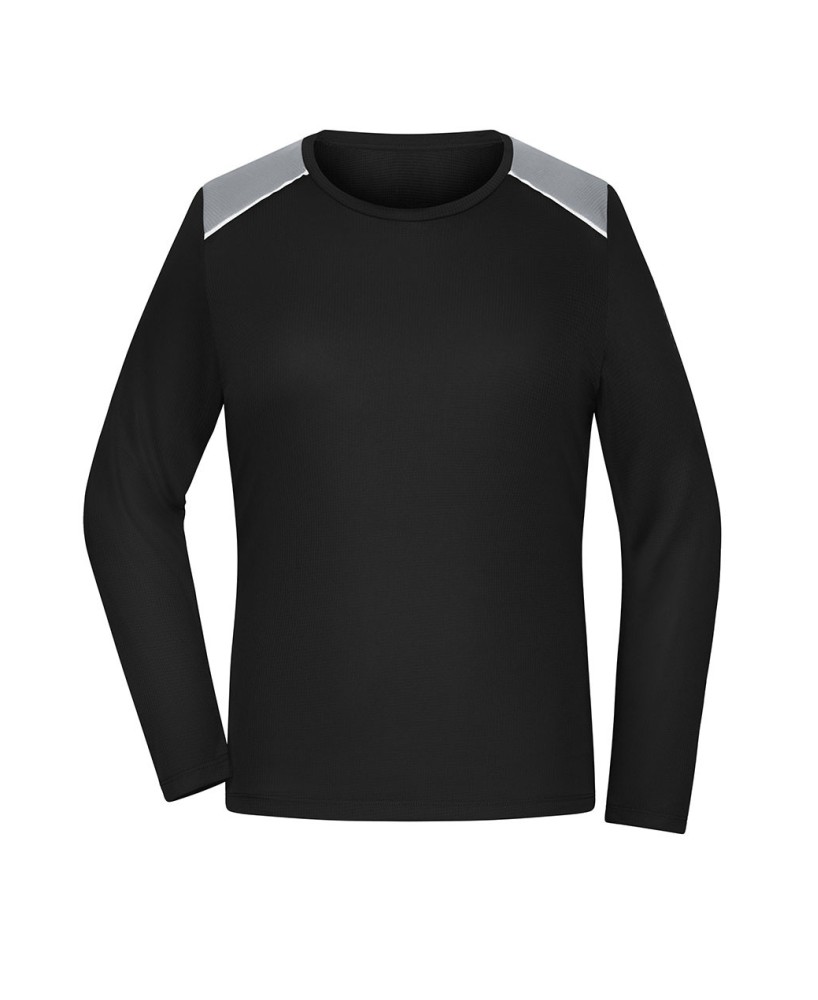 Camiseta funcional de manga larga fabricada en poliéster reciclado para running, deporte y fitness.