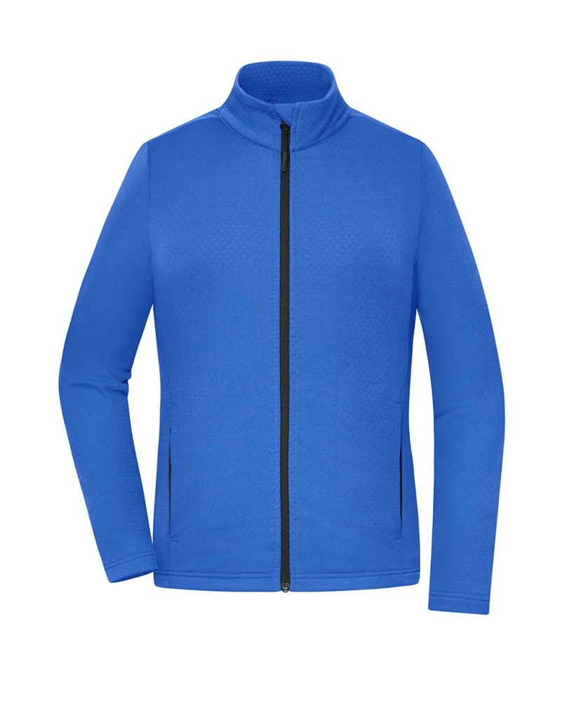 Chaqueta polar elástica de poliéster reciclado para actividades deportivas y de ocio.