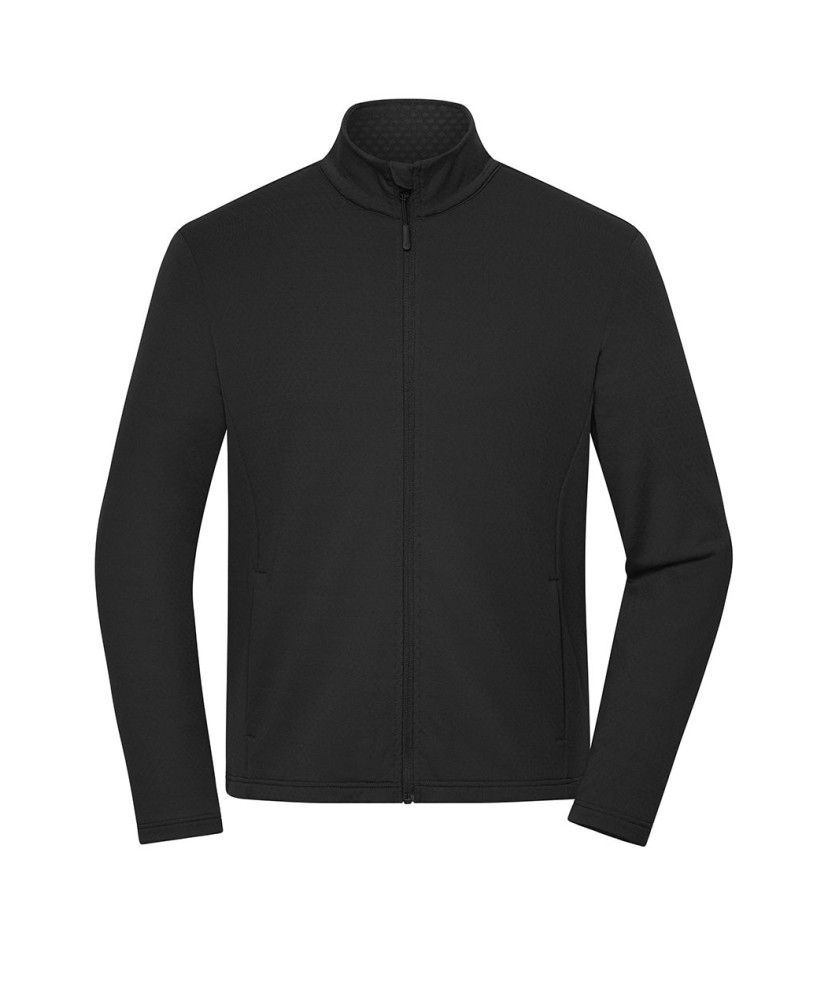 Chaqueta polar elástica de poliéster reciclado para actividades deportivas y de ocio.