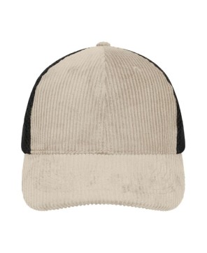 Elegante gorra de malla de 6 paneles confeccionada con tela de pana de algodón orgánico de alta calidad y material de malla suav